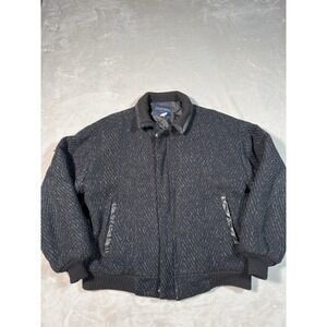 Vintage Manhattan Wool Bomber Flight Pea Jacket Coat Mens L Black MADE IN USA